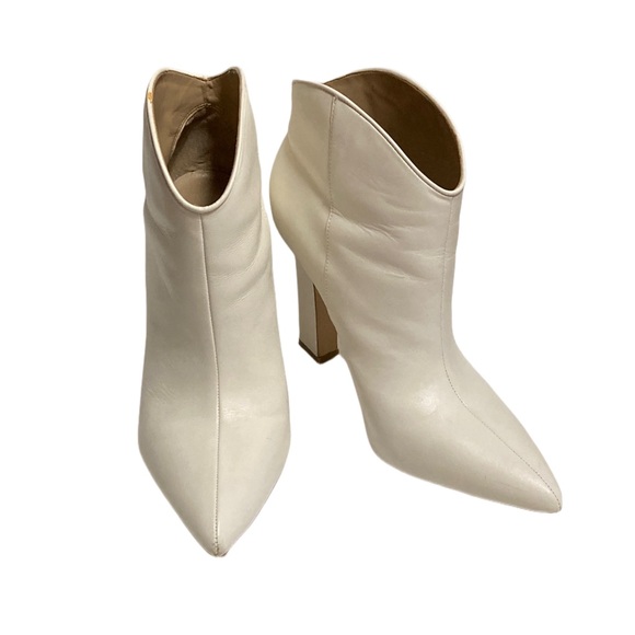 MARC FISHER MASINA POINTED TOE LEATHER WESTERN BOOTIE WOMENS SIZE 9.5 WHITE - Picture 1 of 11